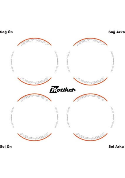 Neon Turuncu Cfmoto 450NK Motosiklet Jant Sticker Etiket Modeli Iç & Dış Takım modelleri