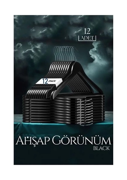 Bx Siyah Ahşap Görünüm 12 Li Askı Seti Schönbuch Design