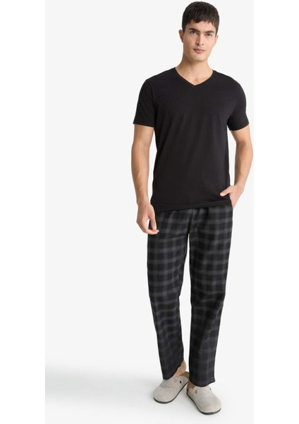 Regular Fit Cepli Uzun Kareli Pijama Altı C6119AX25WN