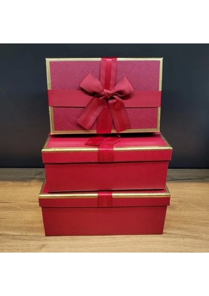 Kare Tasarım 3 Adet Hediye Kutuları