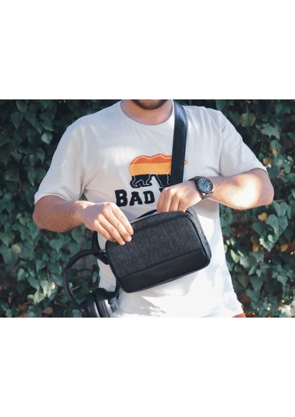 Hakiki Deri ve Keten Kumaş El Yapımı Çapraz Çanta - Bel Çantası - Ayarlanabilir Askılı Omuz Çantası