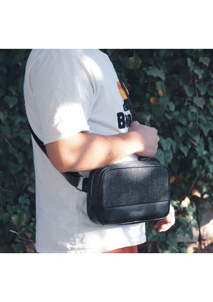 Hakiki Deri ve Keten Kumaş El Yapımı Çapraz Çanta - Bel Çantası - Ayarlanabilir Askılı Omuz Çantası fırsatları