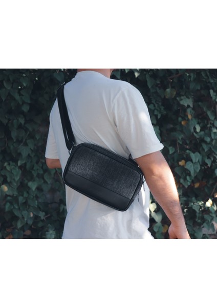 Hakiki Deri ve Keten Kumaş El Yapımı Çapraz Çanta - Bel Çantası - Ayarlanabilir Askılı Omuz Çantası indirimleri