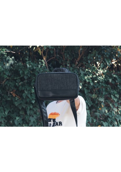 Hakiki Deri ve Keten Kumaş El Yapımı Çapraz Çanta - Bel Çantası - Ayarlanabilir Askılı Omuz Çantası