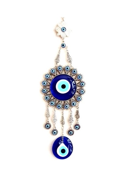 Yuvarlak Nikel Kaplamalı Zamak Döküm Nazar Boncuğu Duvar Süsü