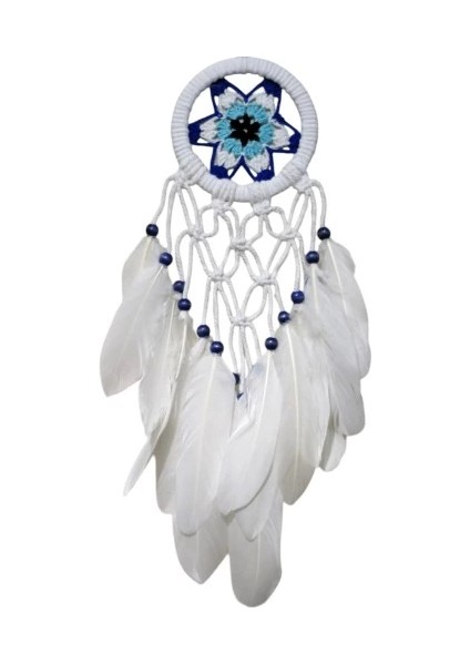 Yıldız Motifli Kuş Tüylü Makrome Duvar Süsü