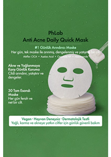 Anti Acne Günlük Kağıt Yüz Maskesi 30'lu Paket Alkol İçermeyen Tüm Cilt Tipleri için modelleri