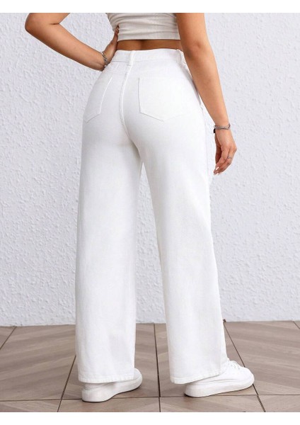 Kadın Baggy Fit Yüksek Bel Denim Jean Yıkamalı Pantolon fiyatları