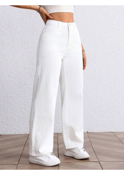 Kadın Baggy Fit Yüksek Bel Denim Jean Yıkamalı Pantolon fırsatları