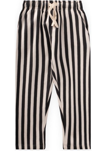 Çizgili Eşofman Siyah 3-12 Yaş Erkek Günlük Kullanım İçin Nefes Alan Pamuklu