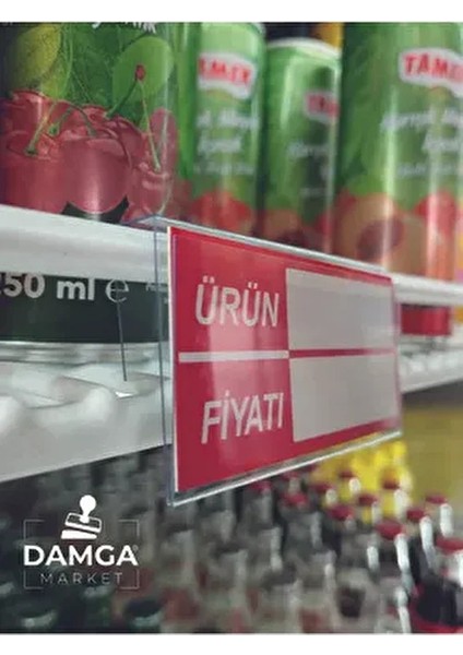 Pvc 25 Adet 4x8 cm Rafönü Askılı Fıyat Etiketlik,tel Sepete, Cam Rafa Asılabilir Kanallı Etiketlik