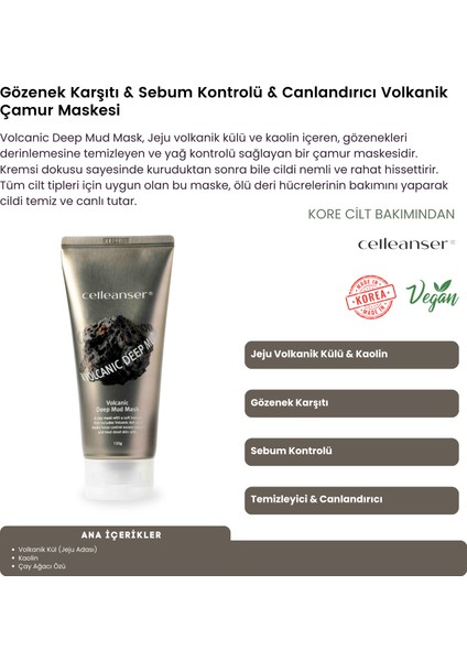 Gözenek Karşıtı & Sebum Kontrolü & Canlandırıcı Volkanik Çamur Maskesi fiyatları