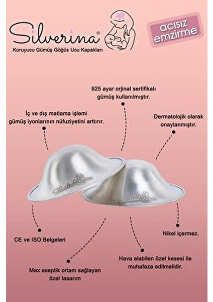 XL Gümüş Göğüs Ucu Kapakları 925 Ayar El İşçiliği 2 Adet Hassas Koruma