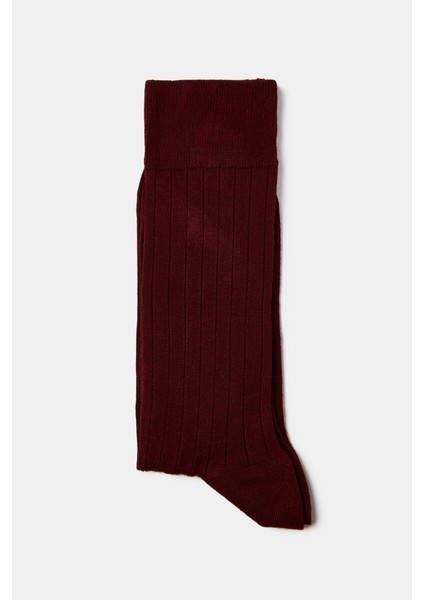 Bordo Desenli Bambu Erkek Dikişsiz Çorap CR20K20206_D25