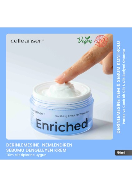 Derinlenmesine Nemlendiren, Sebum Kontrolü Sağlayan Zenginleştirilmiş Krem