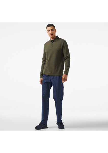 Erkek Yeşil Slim Fit Uzun Kollu Polo Yaka T-Shirt K37015T.3FB