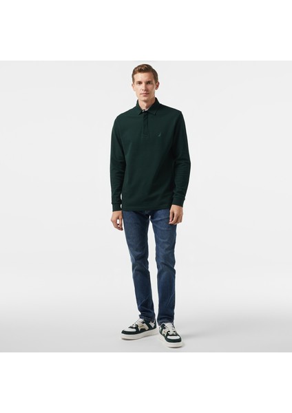 Erkek Yeşil Slim Fit Uzun Kollu Polo Yaka T-Shirt K37015T.3KF