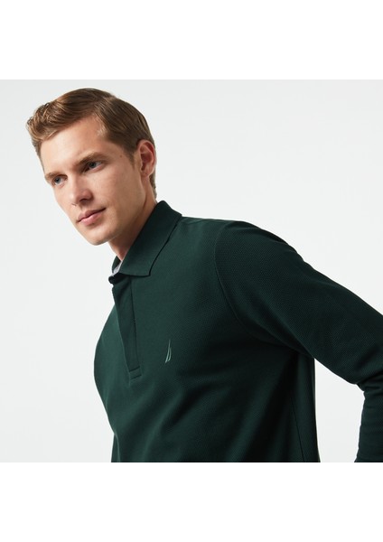 Erkek Yeşil Slim Fit Uzun Kollu Polo Yaka T-Shirt K37015T.3KF