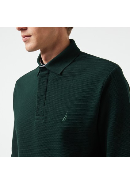 Erkek Yeşil Slim Fit Uzun Kollu Polo Yaka T-Shirt K37015T.3KF