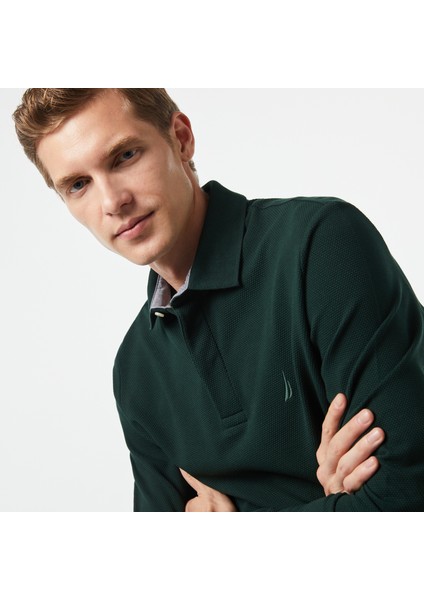 Erkek Yeşil Slim Fit Uzun Kollu Polo Yaka T-Shirt K37015T.3KF