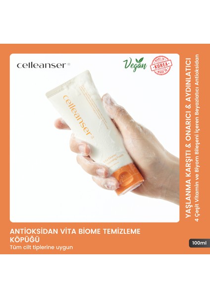 Yenileyici, Onarıcı, Nemlendirici, Antioksidan Vita Biome Temizleme Köpüğü