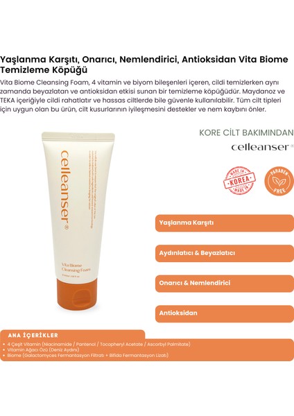 Yenileyici, Onarıcı, Nemlendirici, Antioksidan Vita Biome Temizleme Köpüğü fiyatları