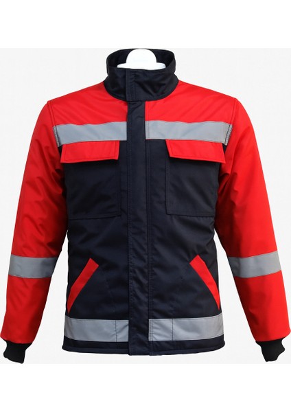 Motorcu Mont & Pantolon Takımı – Kışlık Lacivert Kırmızı, Su ve Rüzgar Geçirmez, Elyaflı, Reflektörlü modelleri