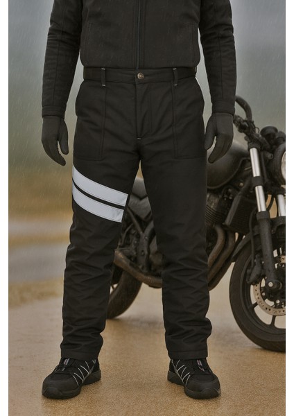 Kışlık Motorcu Pantolonu – Su & Rüzgar Geçirmez, Elyaf Dolgulu, Reflektörlü