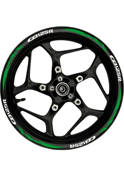 CB125R Beyaz Yazılı Yeşil Reflektif Pençe Şeritli