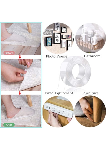 Çift Taraflı Bant Şeffaf Güçlü Esnek (2 Metre) indirimleri