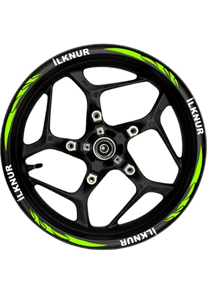 Özel Isim Beyaz Yazılı Neon(Fıstık Yeşili) Pençe Şeritli