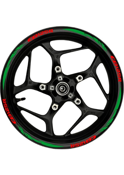 CB125R Kırmızı Yazılı Yeşil Reflektif Pençe Şeritli