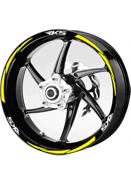 Yeni Özel Motosiklet Jant Şeridi Rks Beyaz Yazı Sarı Şerit Sağ-Sol/ön-Arka
