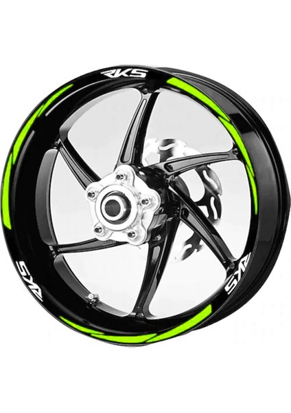 Yeni Özel Motosiklet Jant Şeridi Rks Yazılı Fıstık Yeşili Reflektifli Fosforlu Sağ-Sol/ön-Arka