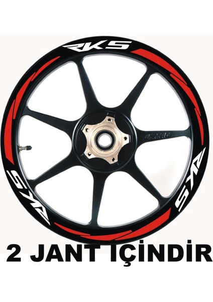 Yeni Özel Motosiklet Jant Şeridi Rks Beyaz Yazı Kırmızı Şerit Sağ-Sol/ön-Arka