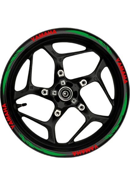 Yamaha Kırmızı Yazılı Yeşil Reflektif Pençe Şeritli