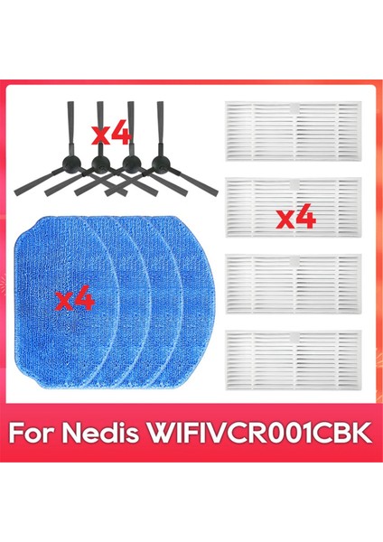 Nedıs WIFIVCR001CBK Yan Fırça Filtresi Mop Robot Vakum Süpürge Aksesuar Yedek Parçaları (Yurt Dışından)