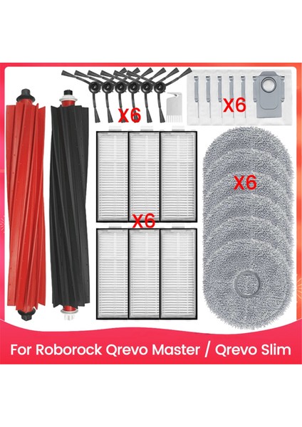 27PCS Fırça Toz Torbası Filtresi ve Paspas Bezi Roborock Qrevo Ana Qrevo Ince Vakum Süpürge Yedek Parçaları (Yurt Dışından)