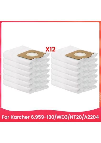 Karcher Için Toz Torbası 6.959-130/WD3/NT20/A2204 Vakum Süpürge Çöp Torbası Değiştirme Aksesuarları 12 Pcs (Yurt Dışından)