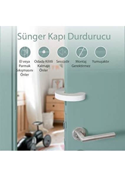 Sünger Kapı Durdurucu 4 Adet Yumuşak ve Esnek Çocuk Güvenliği için