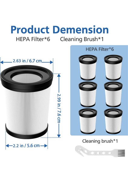 6 Paket Hepa Filtresi Fabuletta FSV001, FSV101, Girnoor G160 ve G165 Afoddon A300 Kablosuz Çubuk Vakum Süpürgeleri Için Uyumlanabilir (Yurt Dışından) modelleri