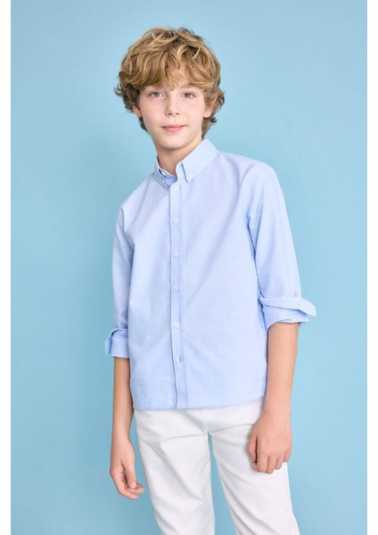 Erkek Çocuk Oxford Basic Düz Uzun Kollu Gömlek
