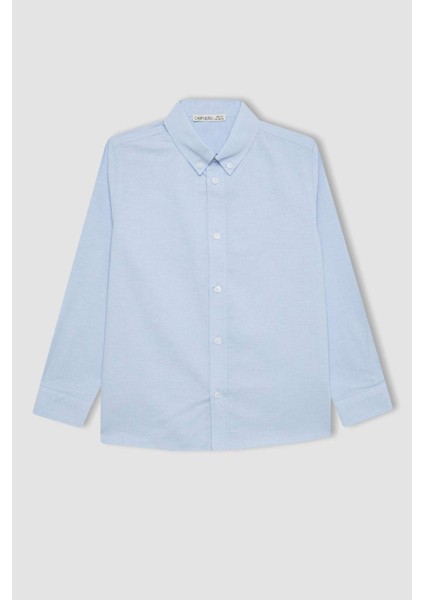 Erkek Çocuk Oxford Basic Düz Uzun Kollu Gömlek