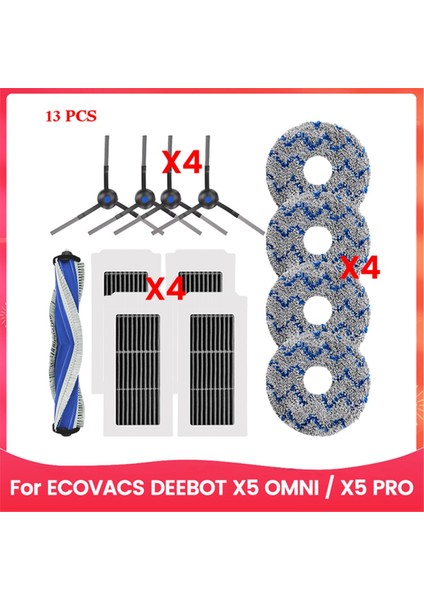 Ecovacs Deeboot Için X5 Omni / X5 Pro Robot Vakum Temizleyici Parçalar Toz Çantası Hepa Filtre Ana Yan Fırça Pasça Bezi Bezi (Yurt Dışından)