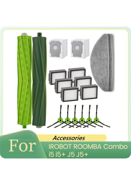Irobot Roomba Combo Için Yedek Parçalar I5, I5+, J5, J5+ Vakum Süpürge Silindir Yan Fırçalar Filtreler Toz Torbaları Paspas Pedleri (Yurt Dışından)