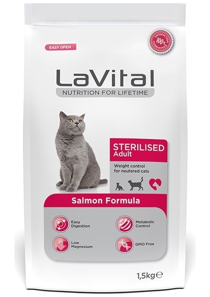 Lavital Somonlu Kısırlaştırılmış Kedi Maması 1,5 Kg