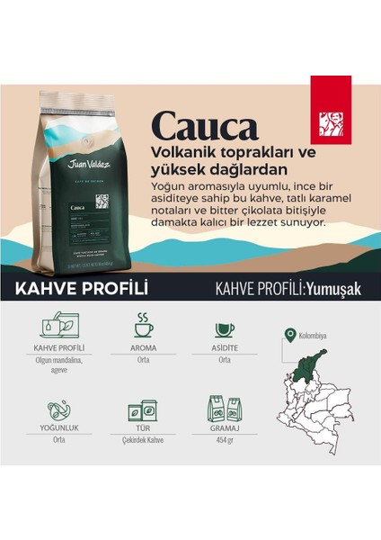 Cauca Çekirdek Kahve 454 gr fırsatları