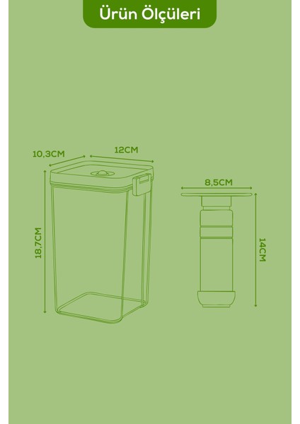 7'li Vakumlu Saklama Kabı Seti | 6x 1,3 Litre Kap + Manuel Pompa modelleri