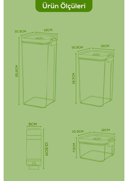 13'lü Vakumlu Saklama Kabı Seti | 2x(2 Lt-1,3 Lt-0,5 Lt) Kap + Şarjlı Pompa + 6x Vakumlu Poşet fiyatları