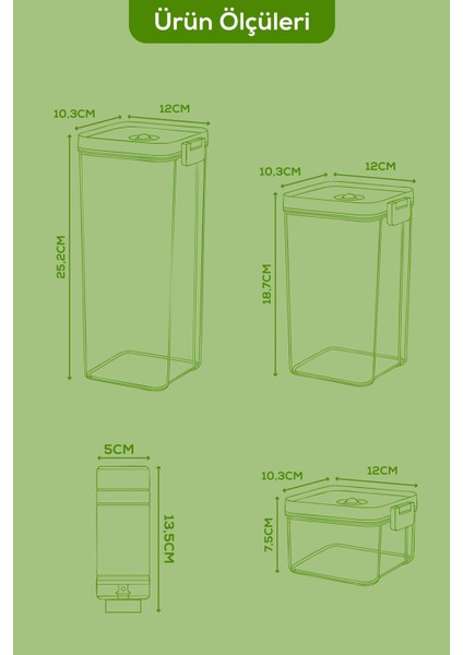 8'li Vakumlu Saklama Kabı Seti | 1x(2 Lt-1,3 Lt) 2x(0,5 Lt) Kap + Şarjlı Pompa + 3x Vakumlu Poşet fiyatları